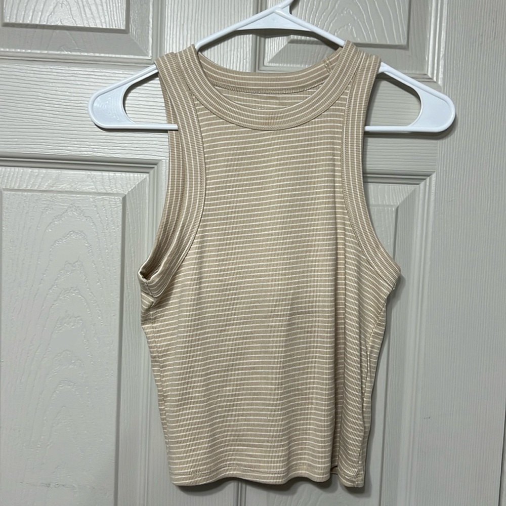 Striped high neck tank top